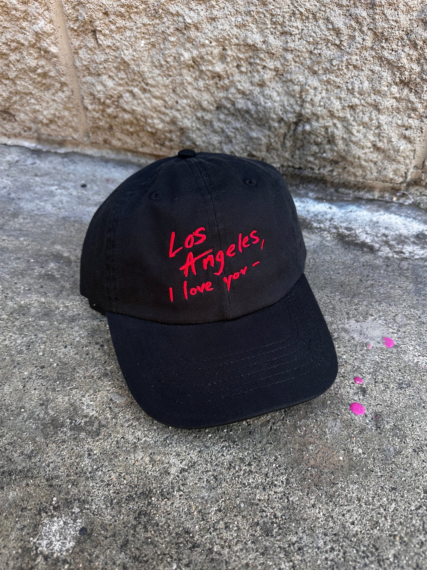 Los Angeles I love you - CAP - Red on Black - Dad Cap