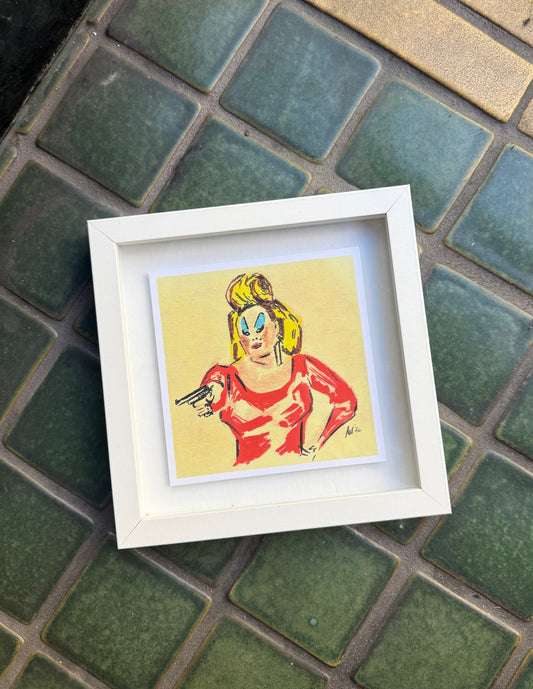 (DIVINE (Pink Flamingos) framed print (8x8)