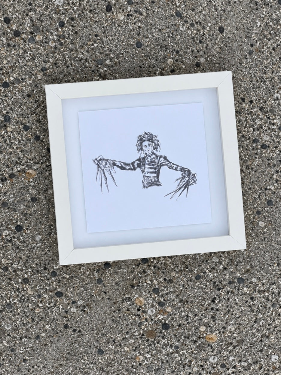 EDWARD SCISSORHANDS framed print (8x8)