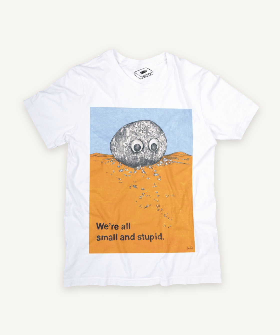 everything everywhere all at once T-shirt on ivory background with natural shadow