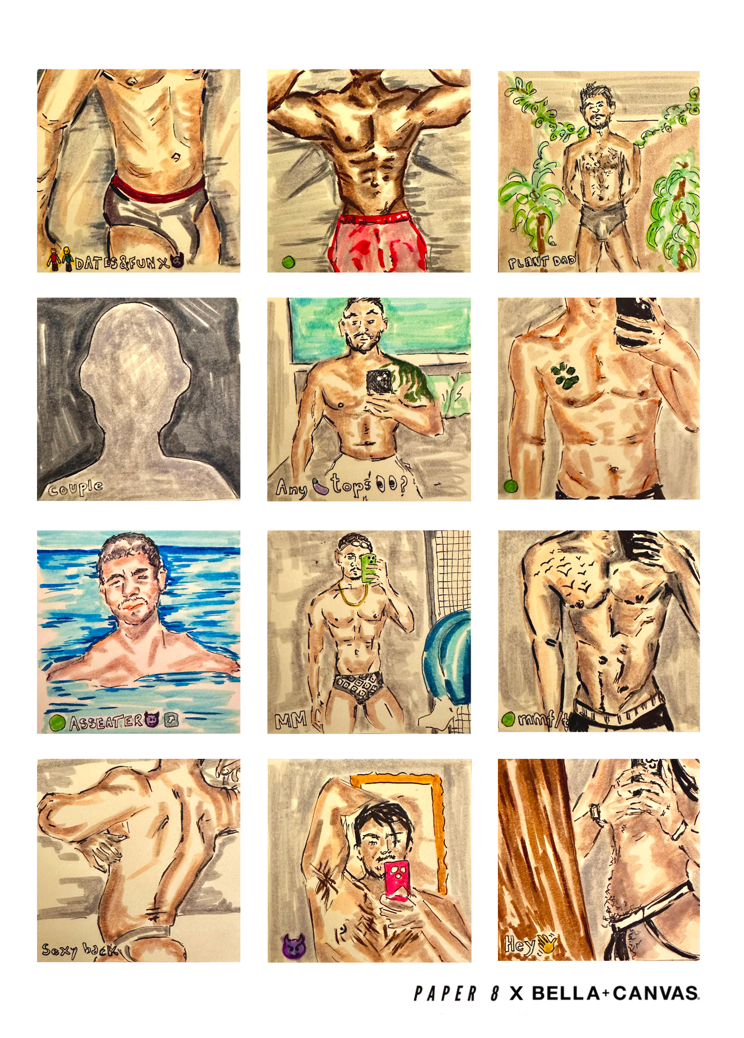 GRINDR GRID (a series of 12 post its) SWESTSHIRT - T-Shirt