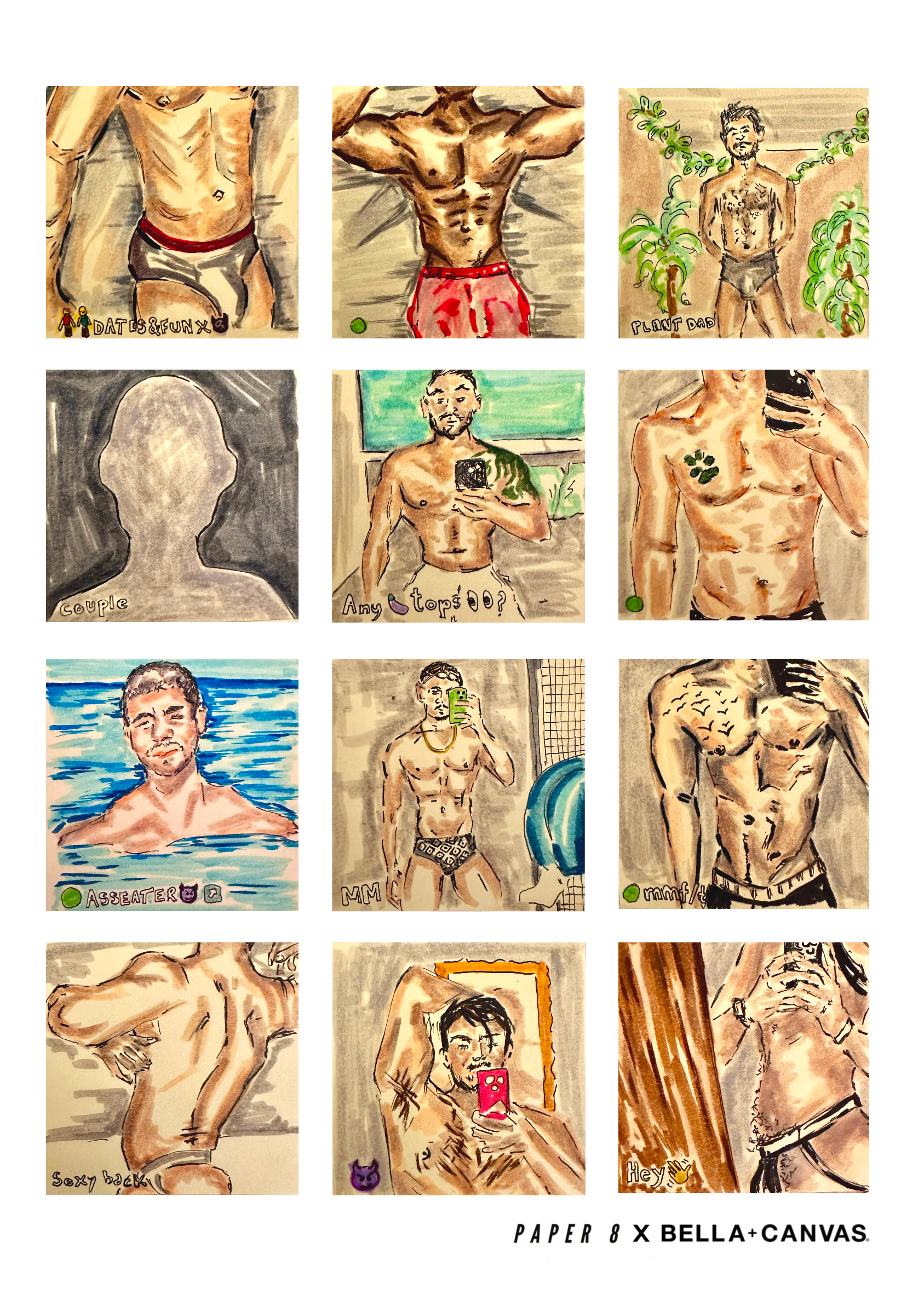 GRINDR GRID (a series of 12 post its) SWESTSHIRT - T-Shirt