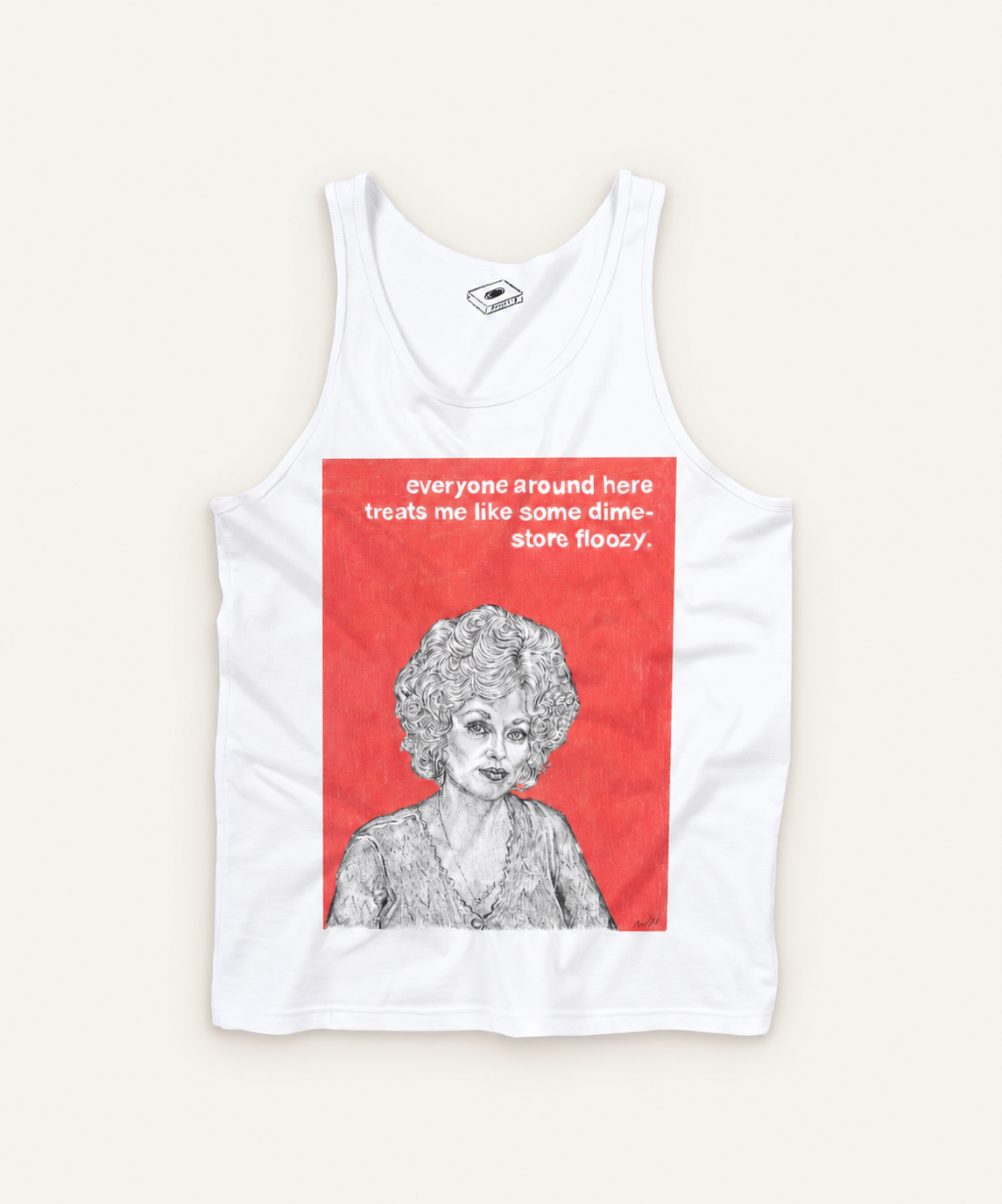 9 to 5 tank top on ivory background