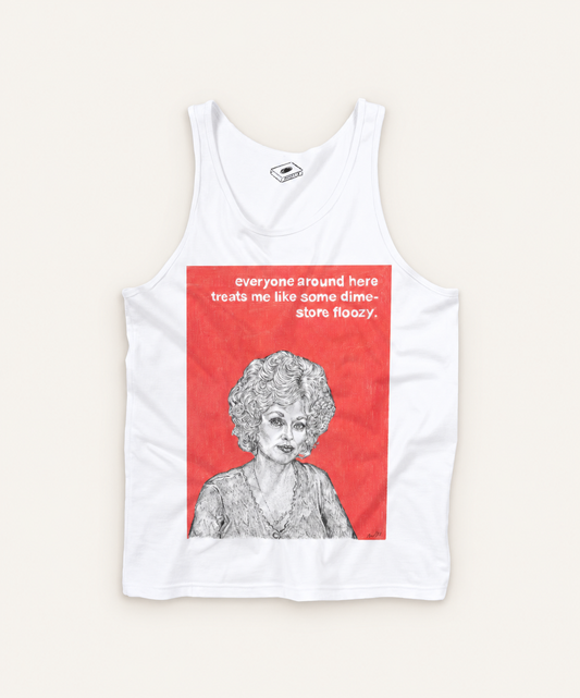 9 to 5 tank top on ivory background