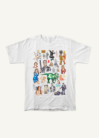 90s Movies! T-shirt design 1 on ivory background with soft shadow