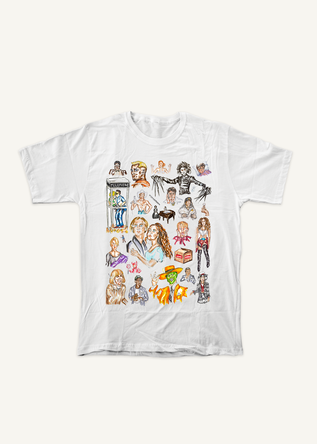 90s Movies! T-shirt design 2 on ivory background with soft shadow