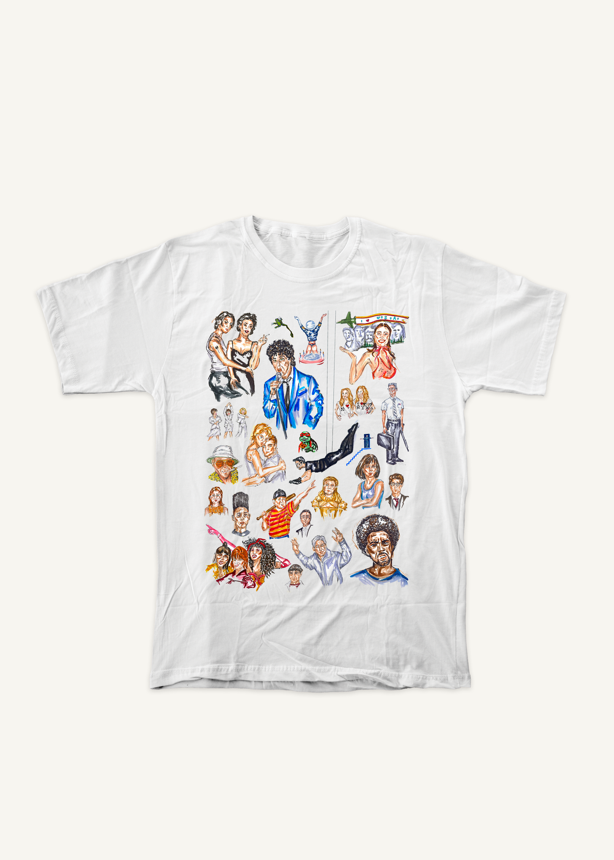 90s Movies! T-shirt design 5 on ivory background with soft shadow