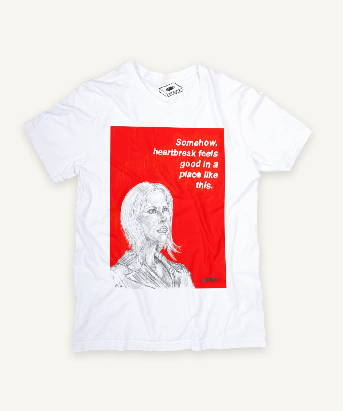 amc nicole kidman loves the movies T-shirt on ivory background with natural shadow