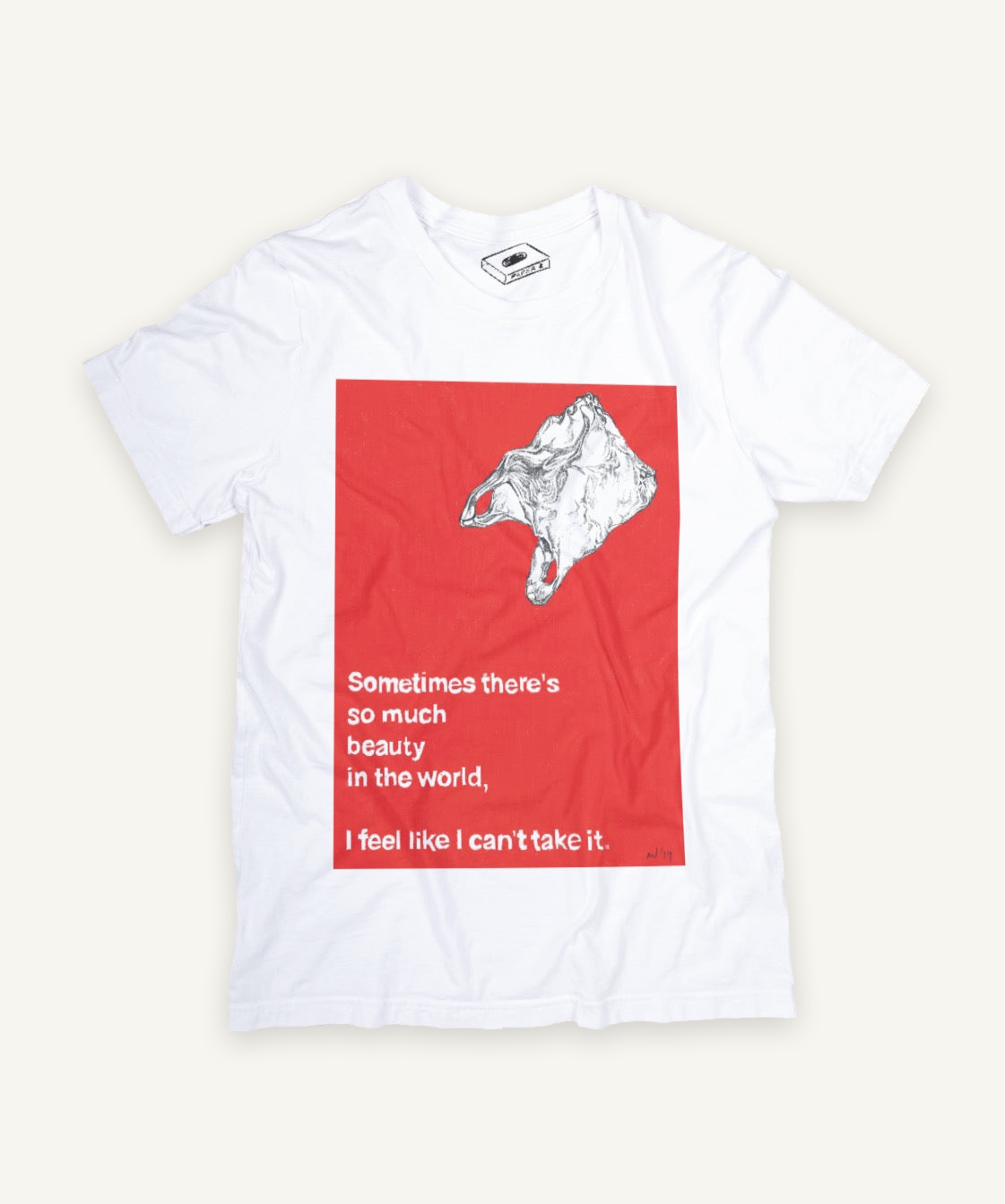 american beauty T-shirt on ivory background with natural shadow