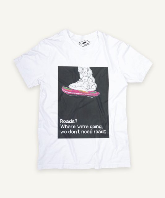 back to the future T-shirt on ivory background with natural shadow