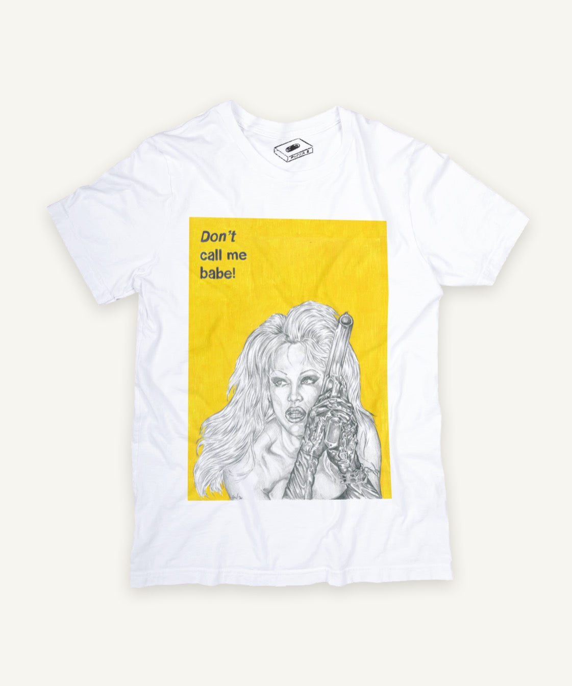 barb wire T-shirt on ivory background with natural shadow