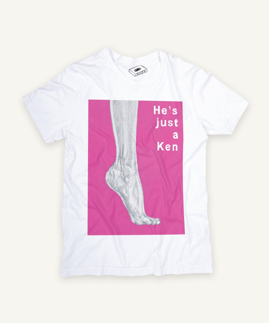 barbie T-shirt on ivory background with natural shadow