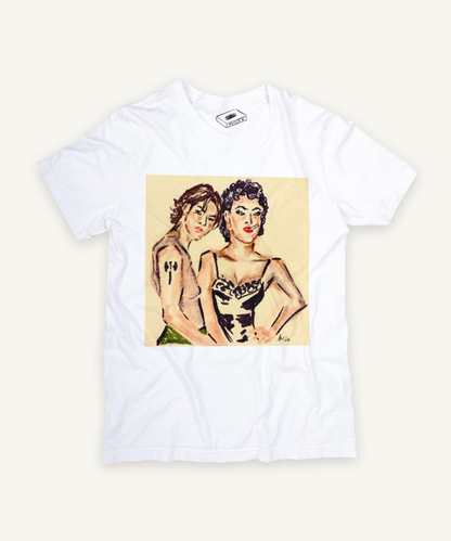 bound T-shirt on ivory background with natural shadow