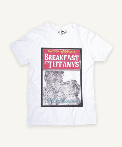 breakfast at tiffanys T-shirt on ivory background with natural shadow