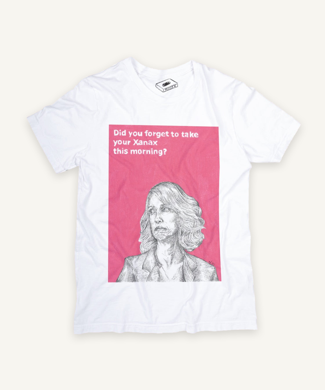 bridesmaids T-shirt on ivory background with natural shadow