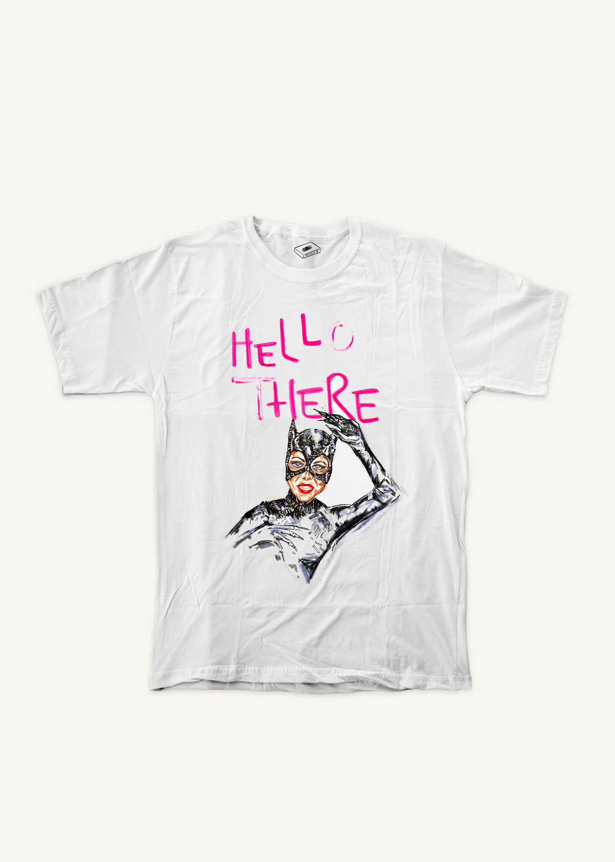 CATWOMAN  (Batman Returns) T-shirt on ivory background with natural shadow