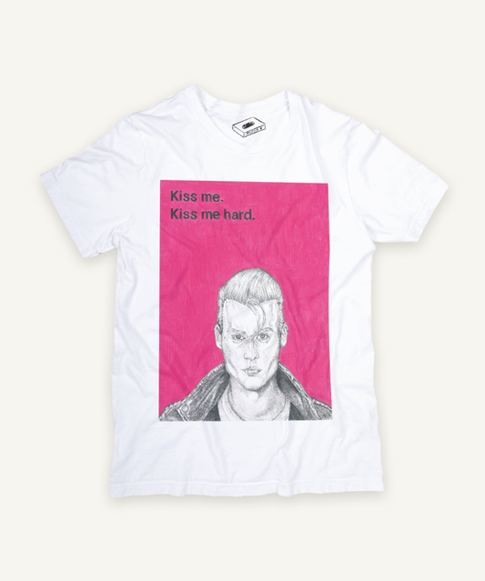 cry baby T-shirt on ivory background with natural shadow