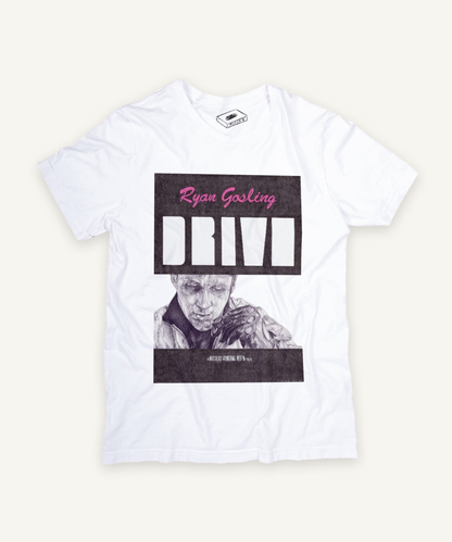 drive T-shirt on ivory background with natural shadow