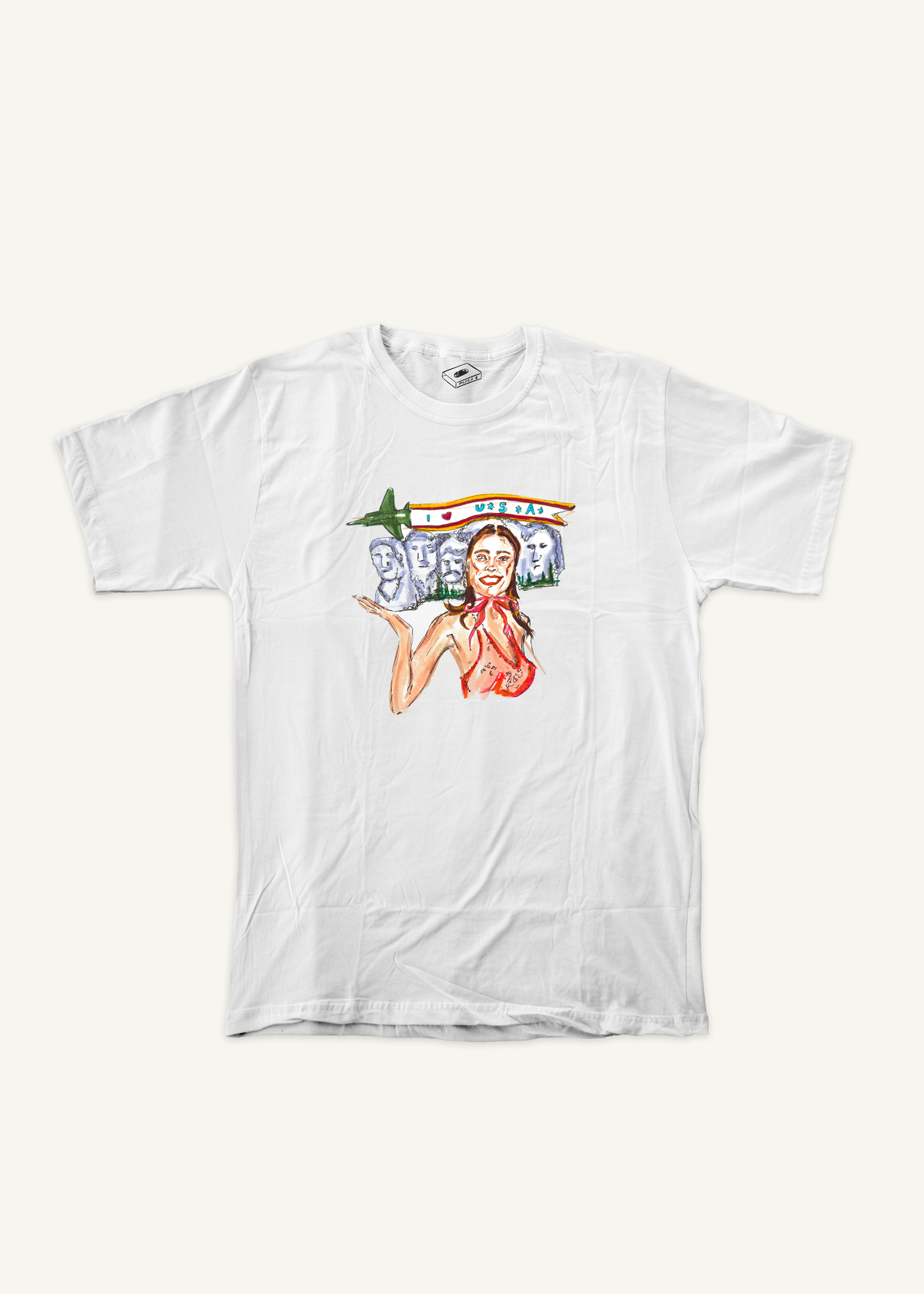 DROP DEAD GORGEOUS T-shirt on ivory background with natural shadow