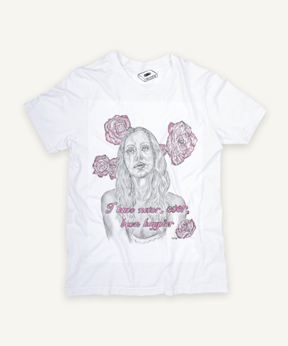 euphoria cassie T-shirt on ivory background with natural shadow