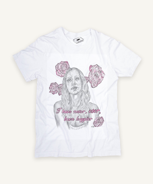 euphoria cassie T-shirt on ivory background with natural shadow