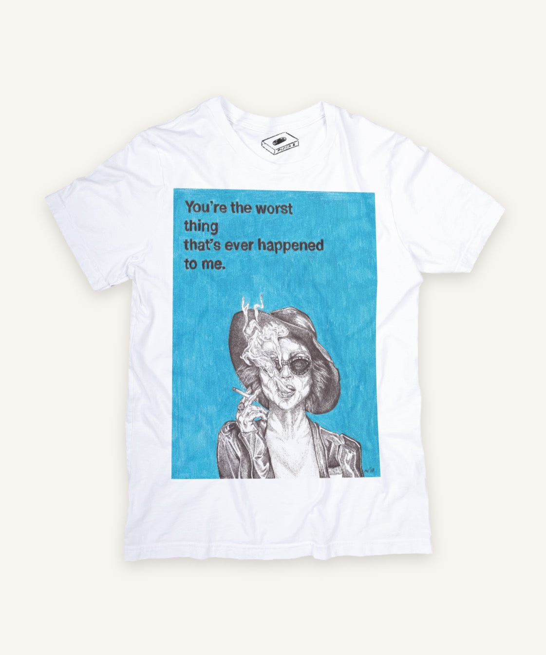 fight club marla T-shirt on ivory background with natural shadow