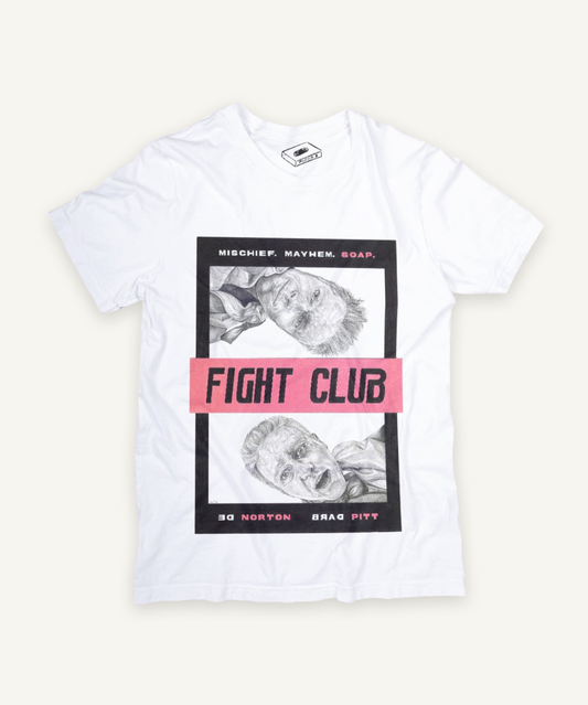 fight club T-shirt on ivory background with natural shadow