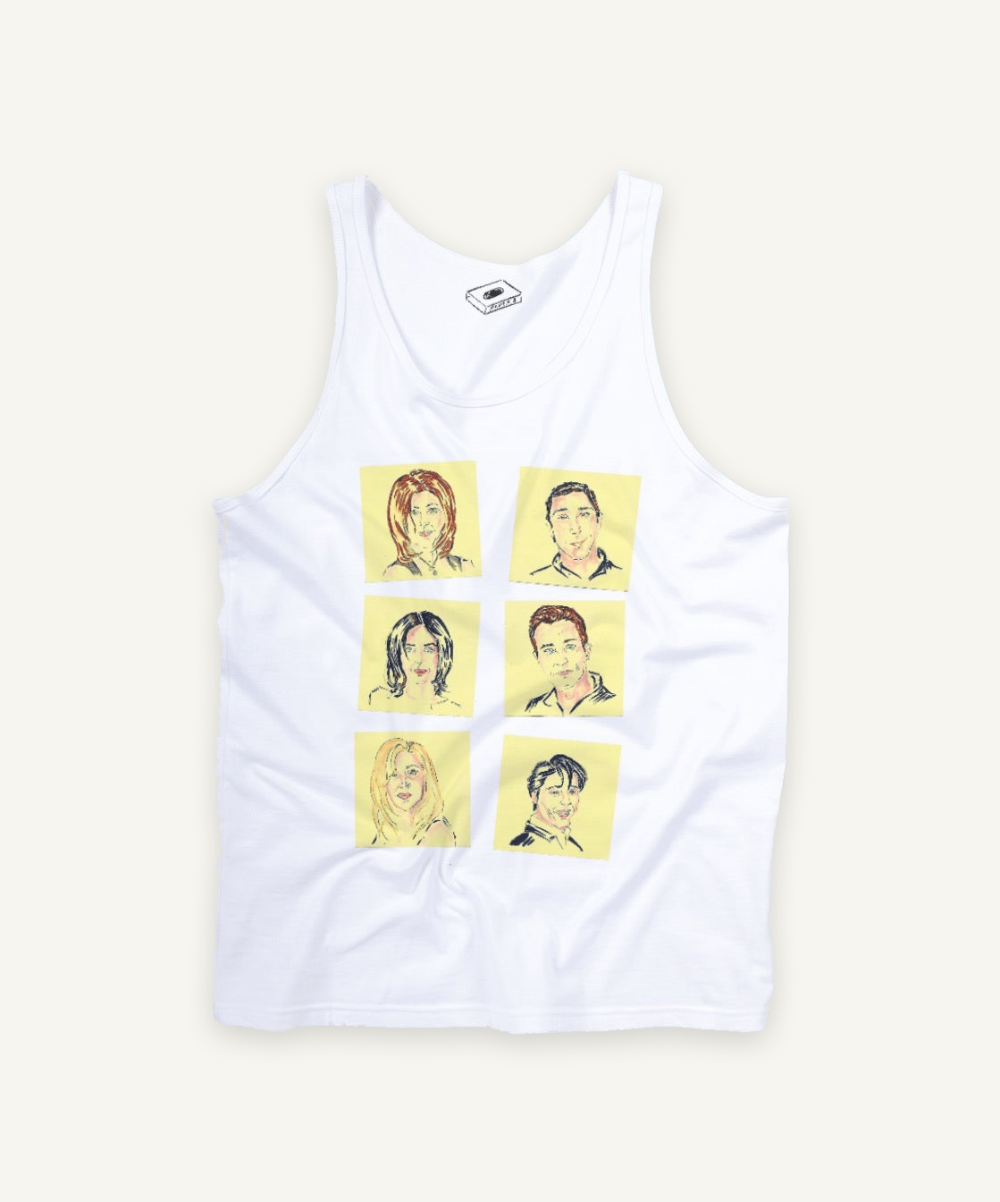 FRIENDS tank tank top on ivory background with natural shadow