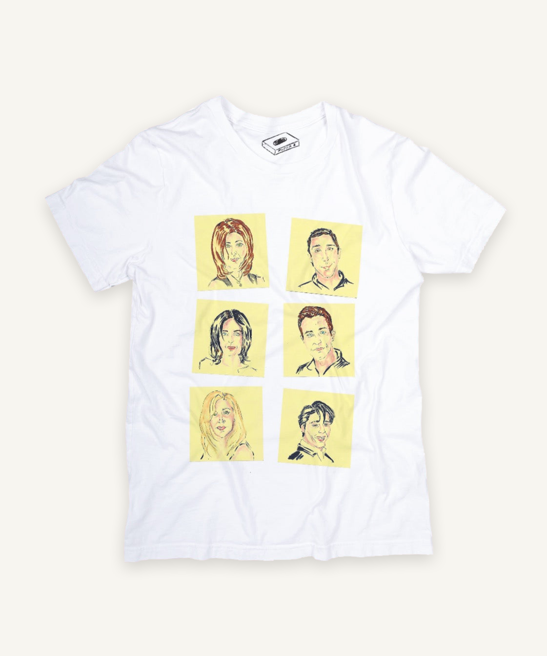 friends T-shirt on ivory background with natural shadow