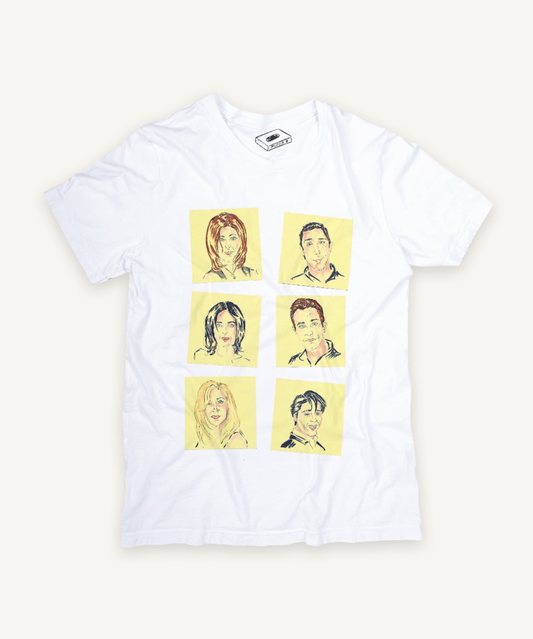 friends T-shirt on ivory background with natural shadow
