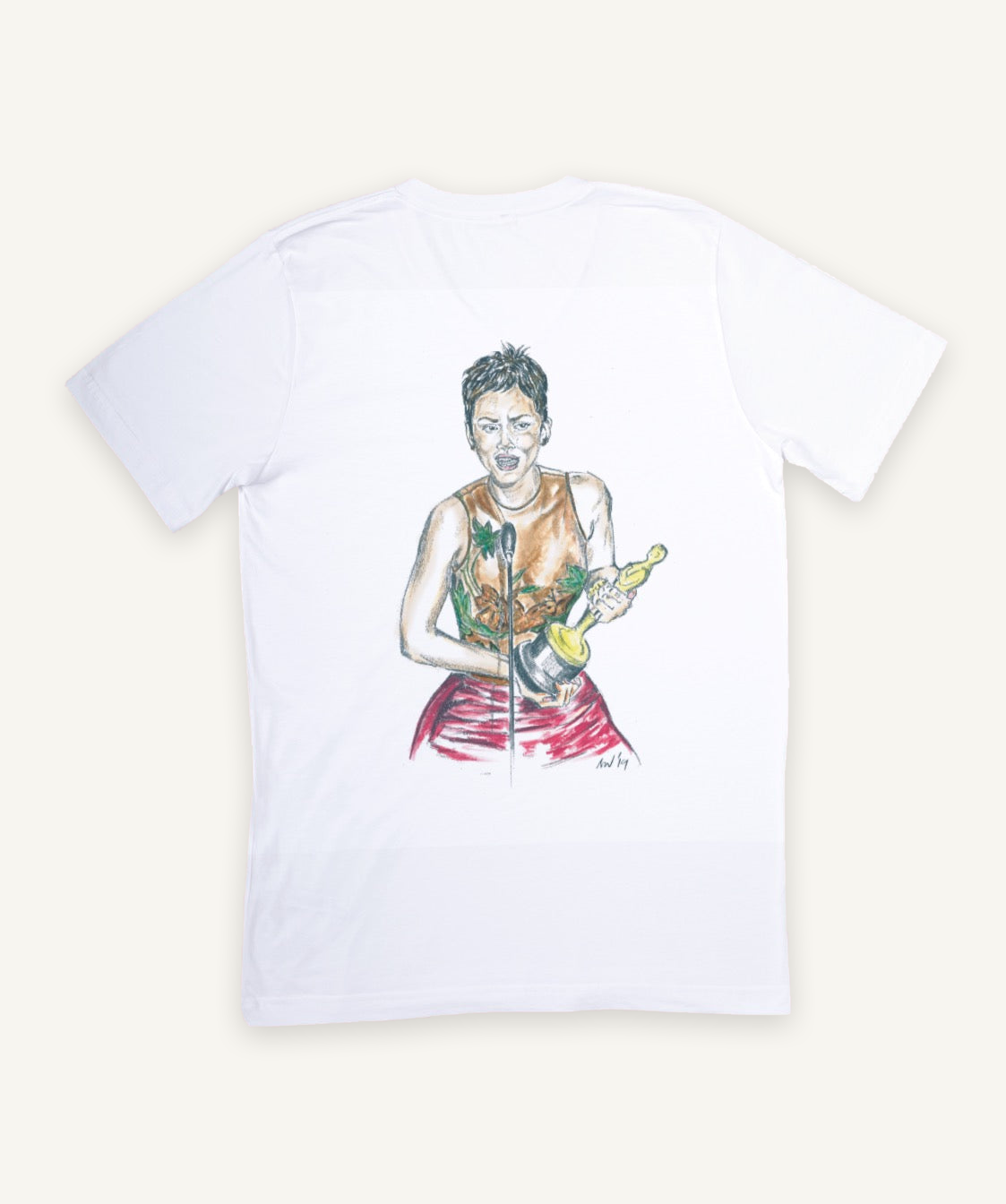halle berry T-shirt on ivory background with natural shadow