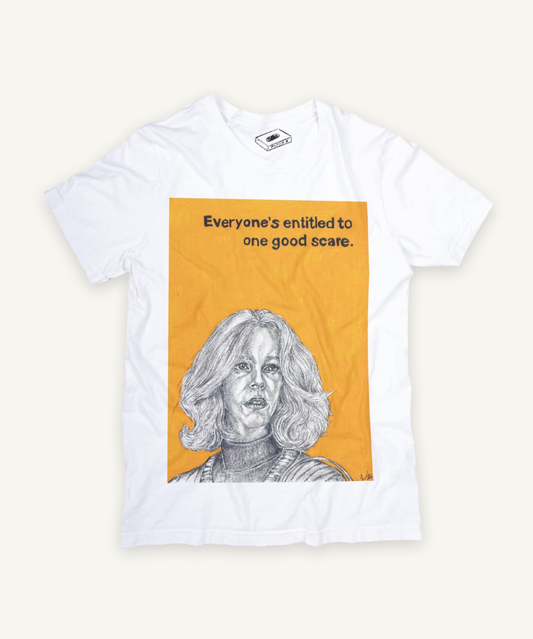 halloween T-shirt on ivory background with natural shadow