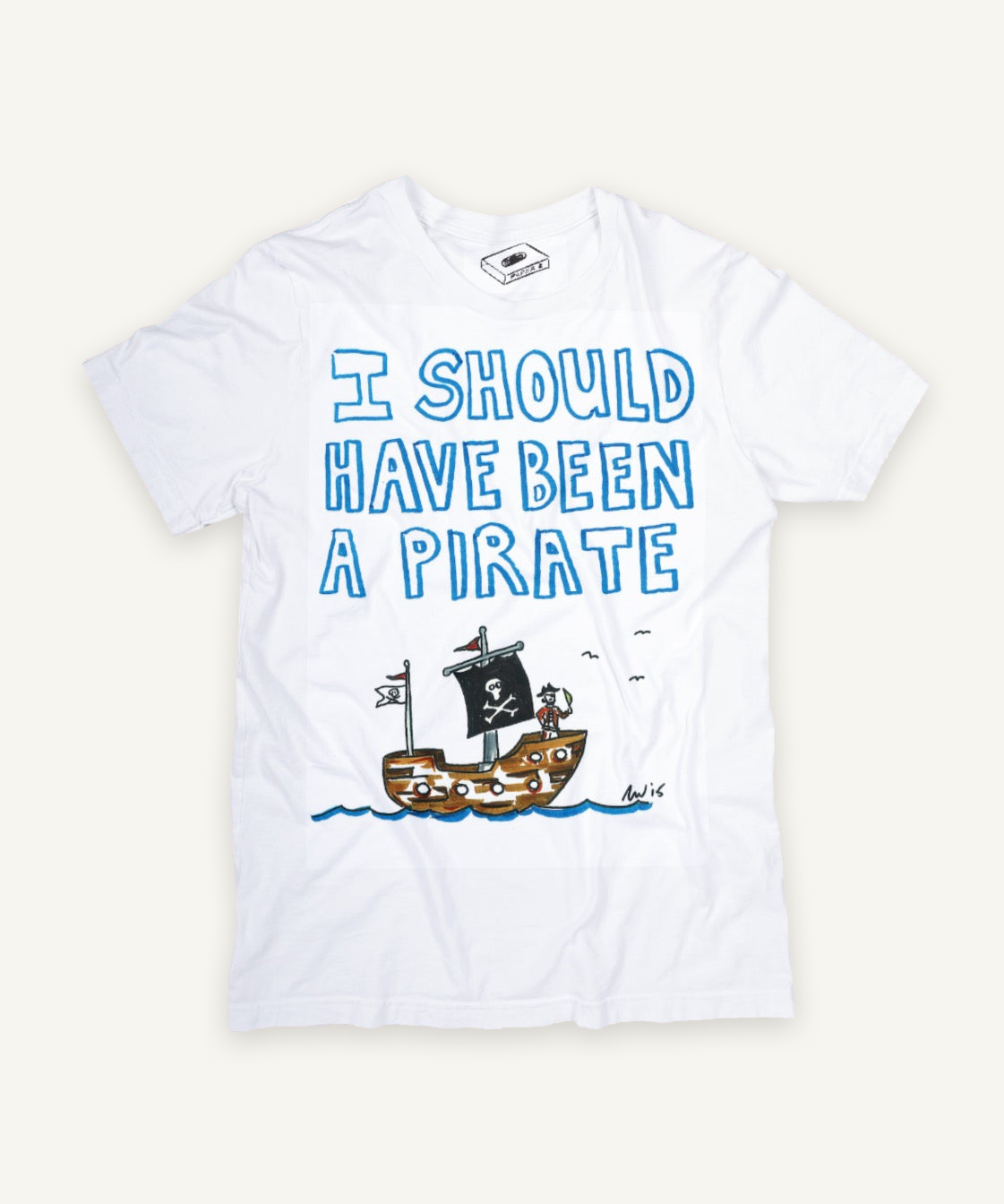 i should have been a pirate T-shirt on ivory background with natural shadow
