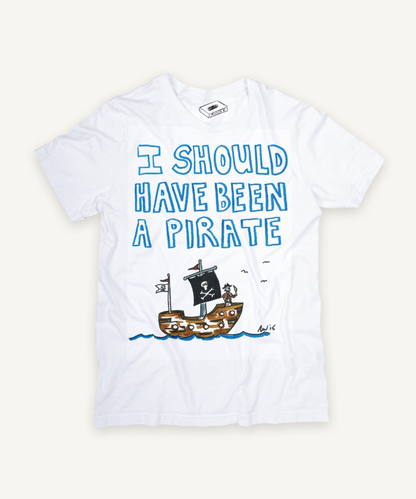 i should have been a pirate T-shirt on ivory background with natural shadow