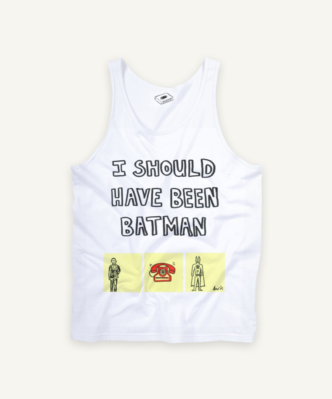 I SHOULD HAVE BEEN BATMAN tank tank top on ivory background with natural shadow