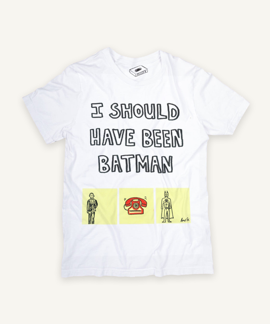 i should have been batman T-shirt on ivory background with natural shadow
