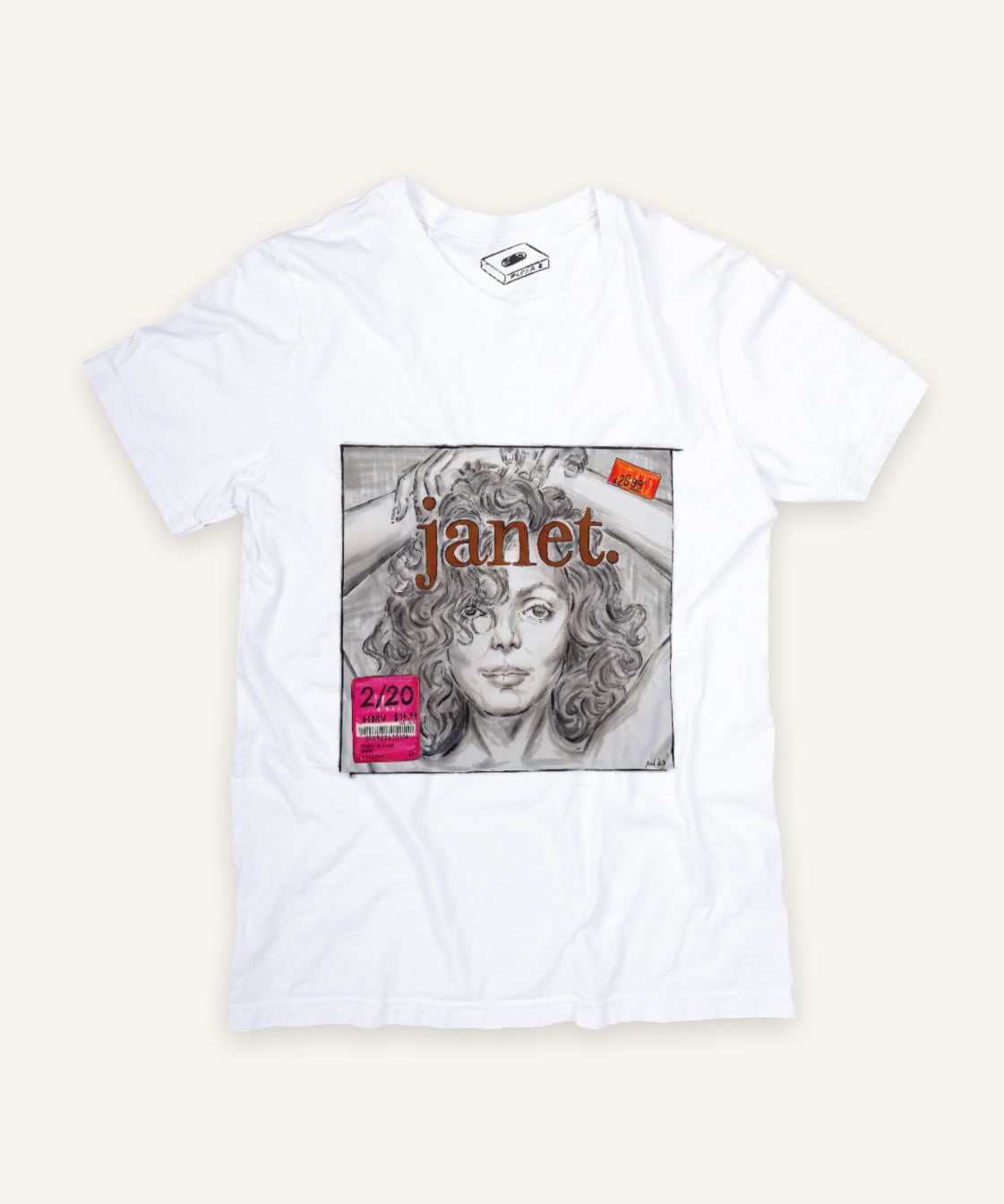 janet jackson T-shirt on ivory background with natural shadow