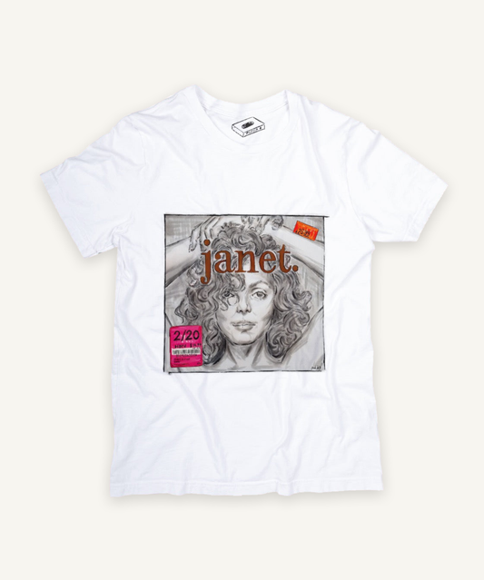 janet jackson T-shirt on ivory background with natural shadow
