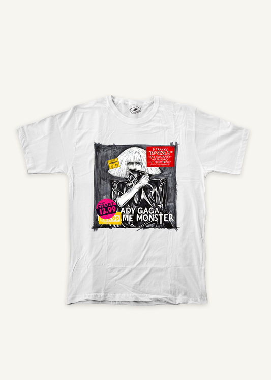 lady gaga T-shirt on ivory background with natural shadow