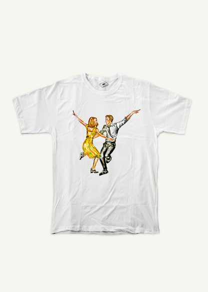 LA LA LAND T-shirt on ivory background with natural shadow