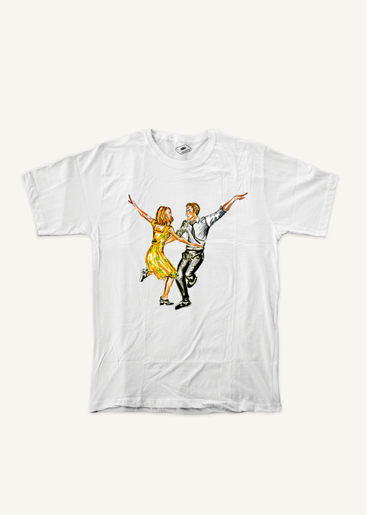 LA LA LAND T-shirt on ivory background with natural shadow