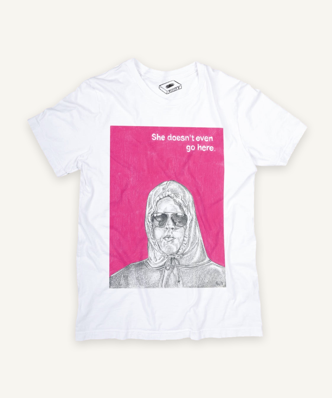 mean girls T-shirt on ivory background with natural shadow