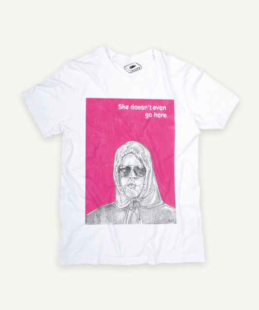 mean girls T-shirt on ivory background with natural shadow