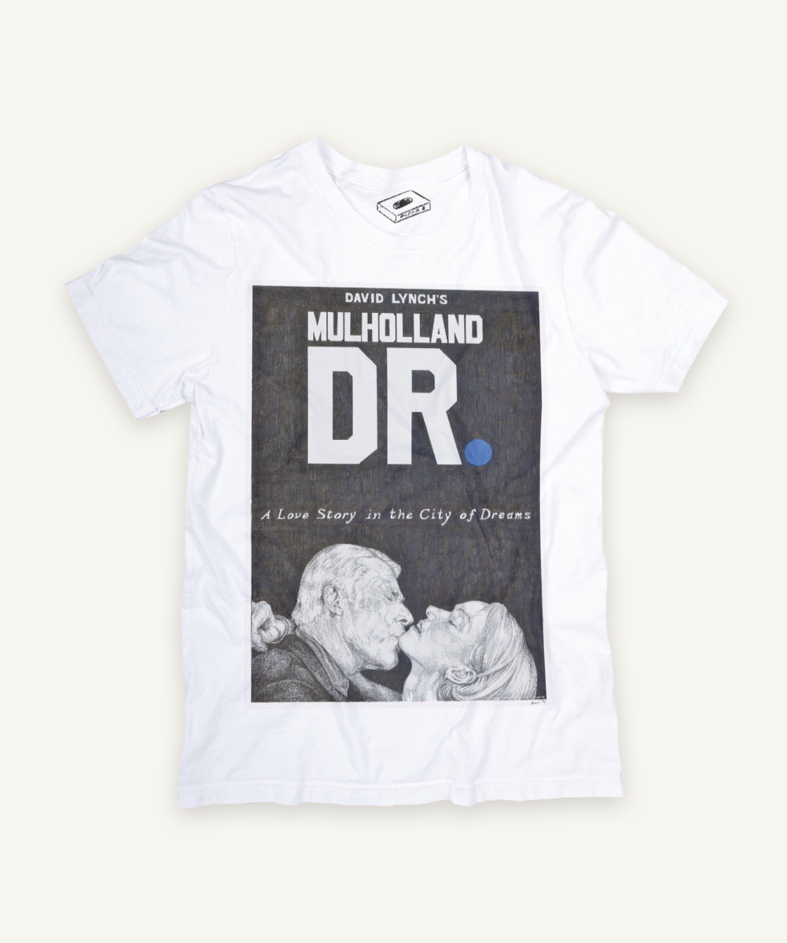 mulholland dr T-shirt on ivory background with natural shadow