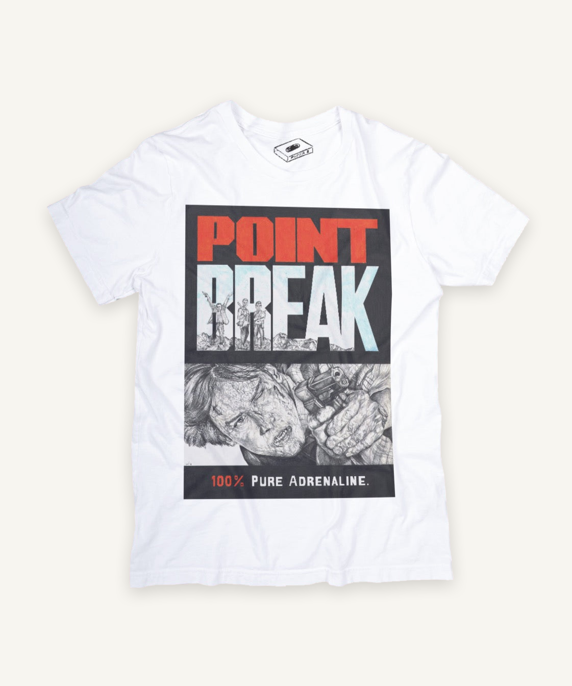 point break T-shirt on ivory background with natural shadow