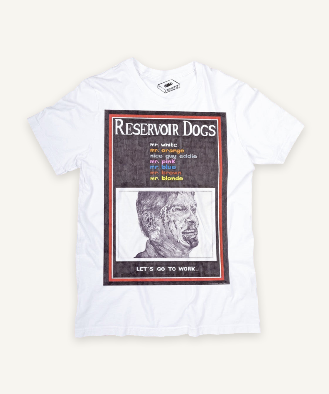 reservoir dogs T-shirt on ivory background with natural shadow