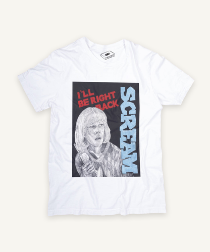 scream T-shirt on ivory background with natural shadow