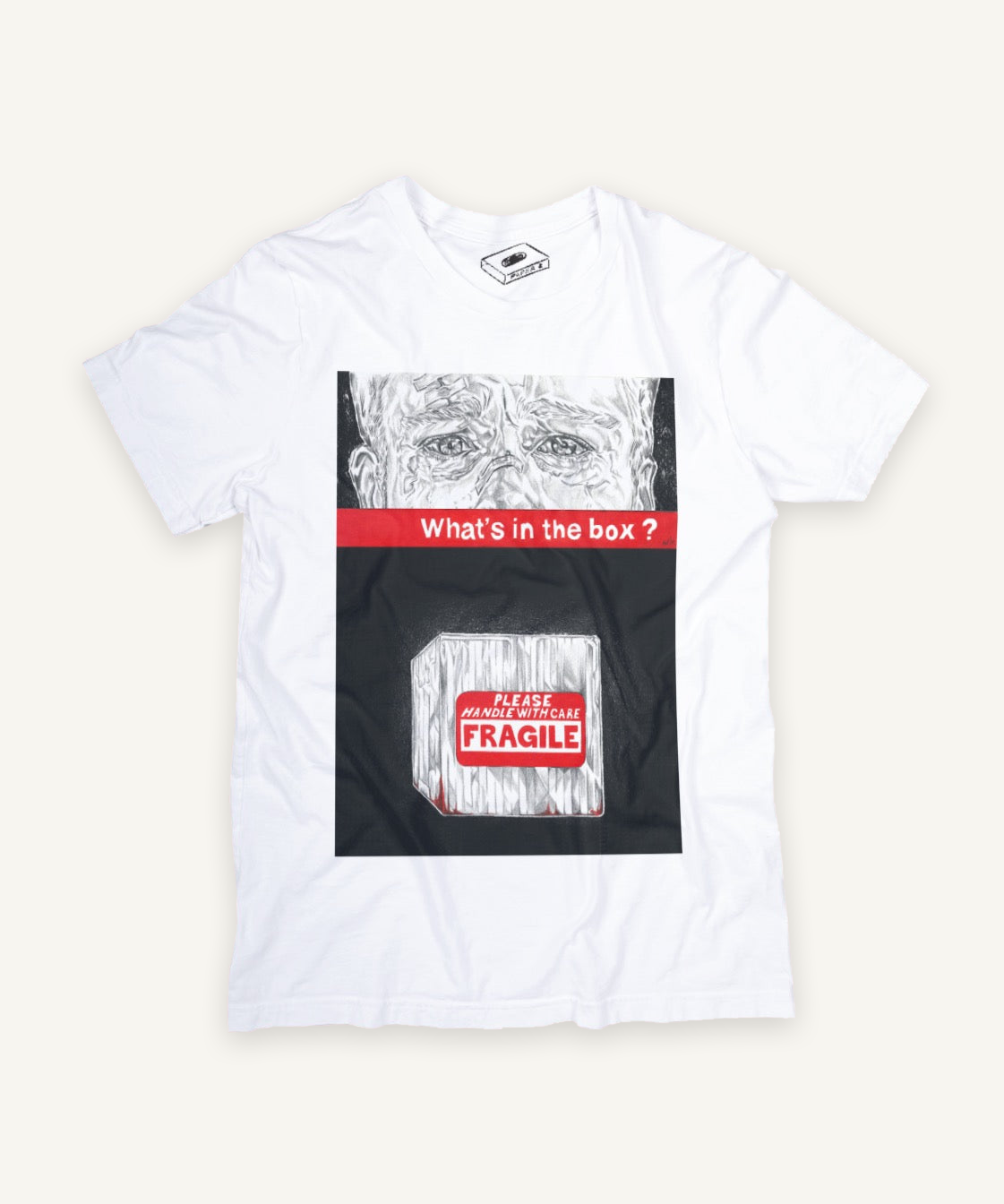 se7en T-shirt on ivory background with natural shadow