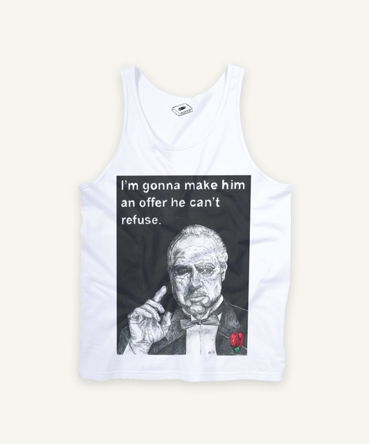 THE GODFATHER tank tank top on ivory background with natural shadow