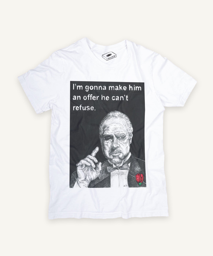 the godfather T-shirt on ivory background with natural shadow